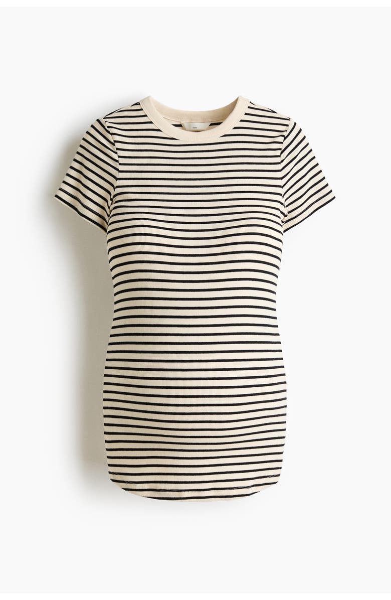 H&M Mama Ribbed Top, Alternate, color, Cream/Black Striped