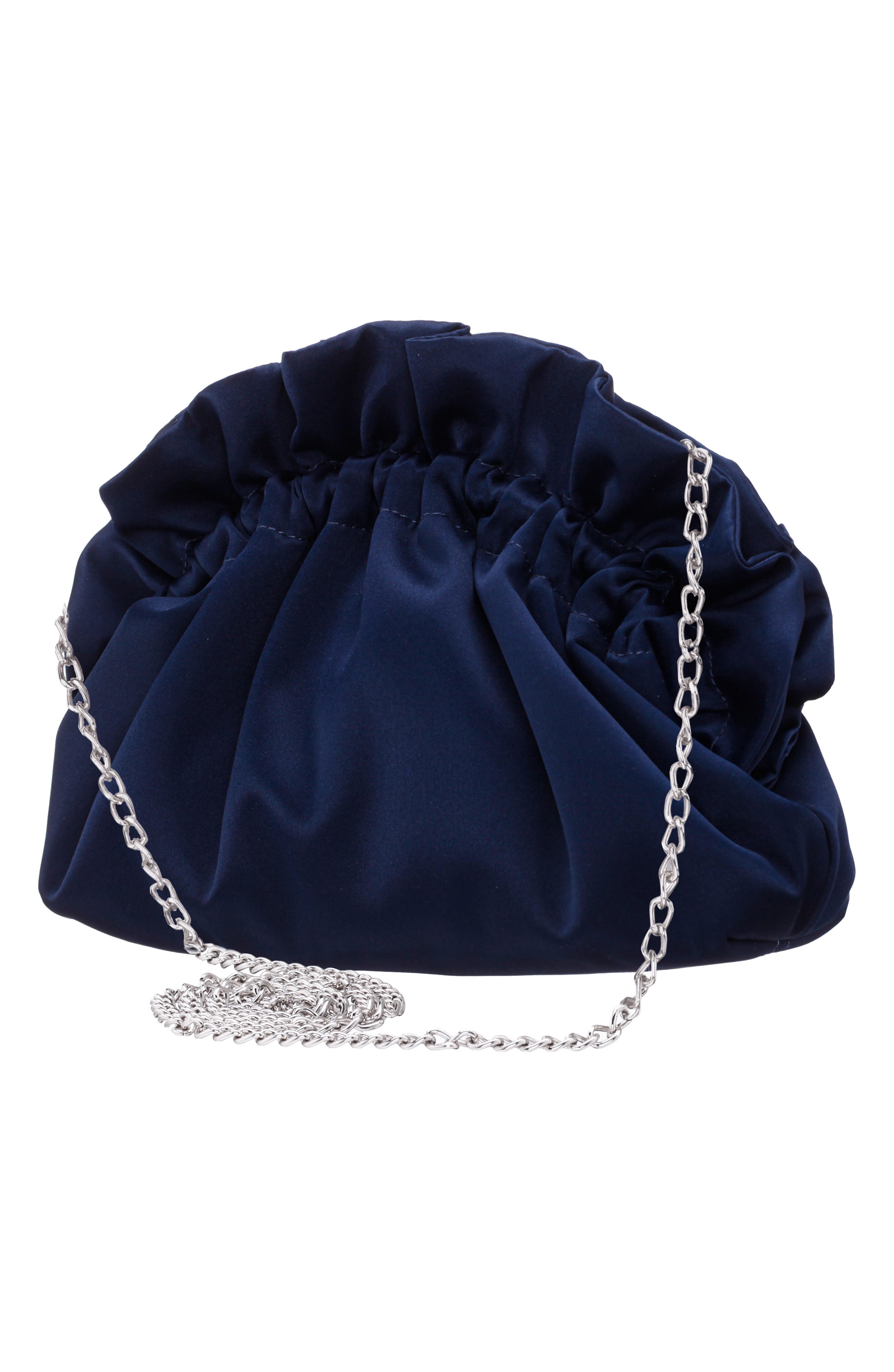 Nina Cristy Satin Clutch, Alternate, color, New Navy