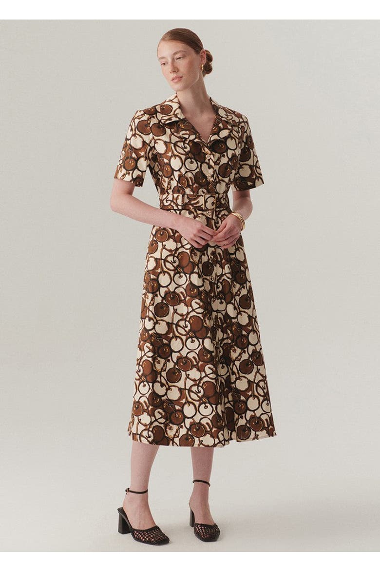 Zuri Midi Dress, Alternate, color, Brown
