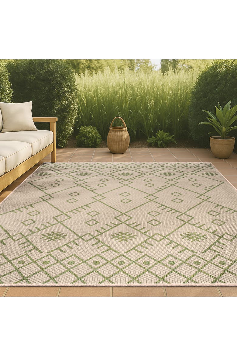 Boho Moroccan Indoor/Outdoor Area Rug, Alternate, color, Beige/Green