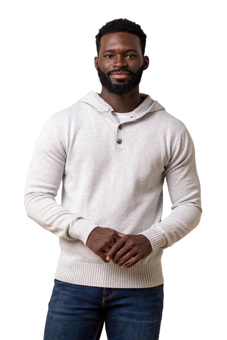 Men's Organic Henley Sweater Hoodie, Main, color, Light Gray Heather