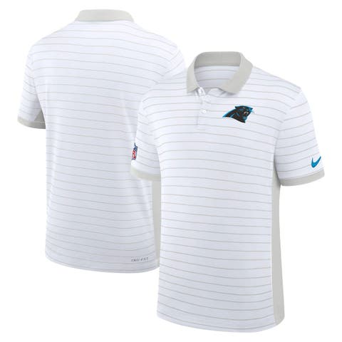 Men's Nike White Carolina Panthers Sideline Victory Stripe Dri-FIT Polo