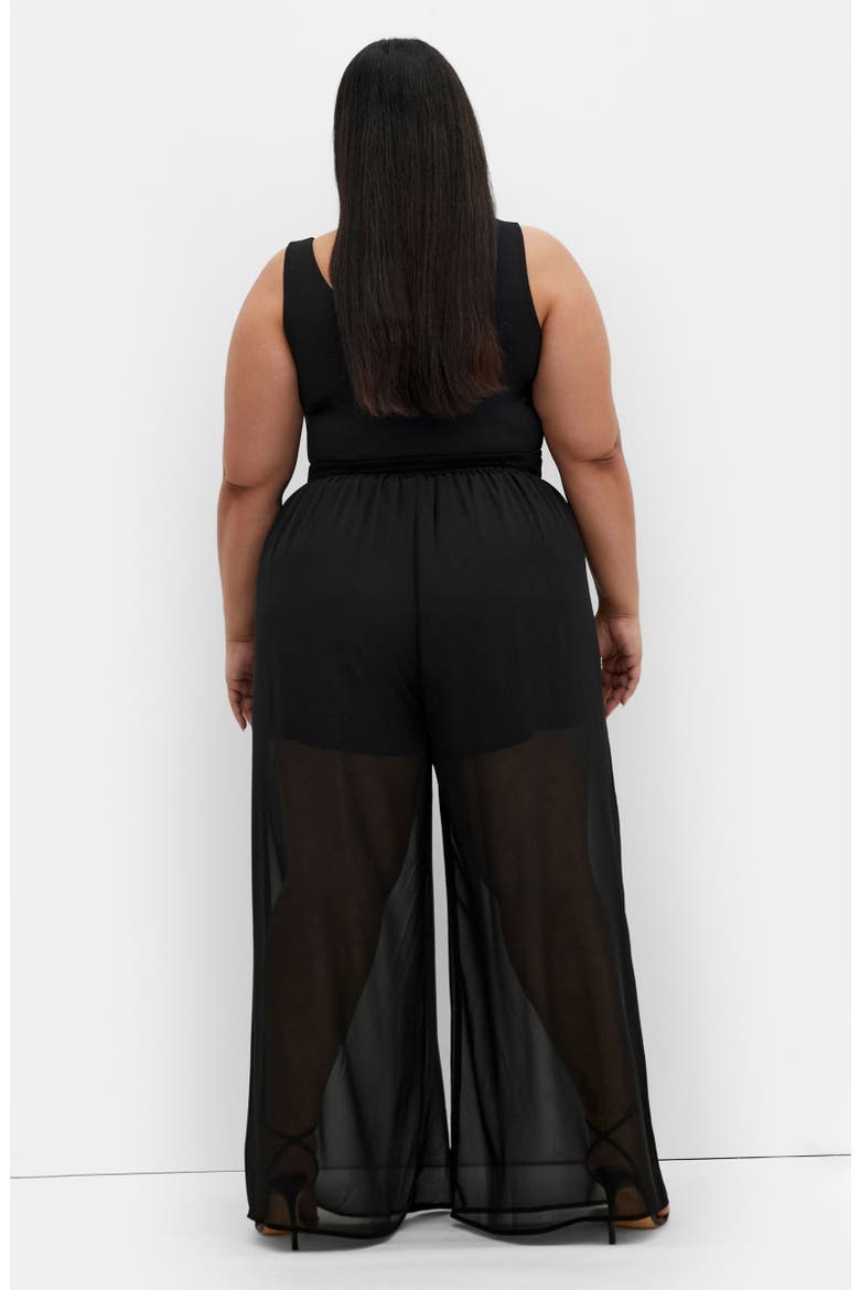 Corina Semisheer Wide Leg Pants, Alternate, color, BLACK