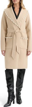 NVLT Pearly Beaded Belted Sweater Coat