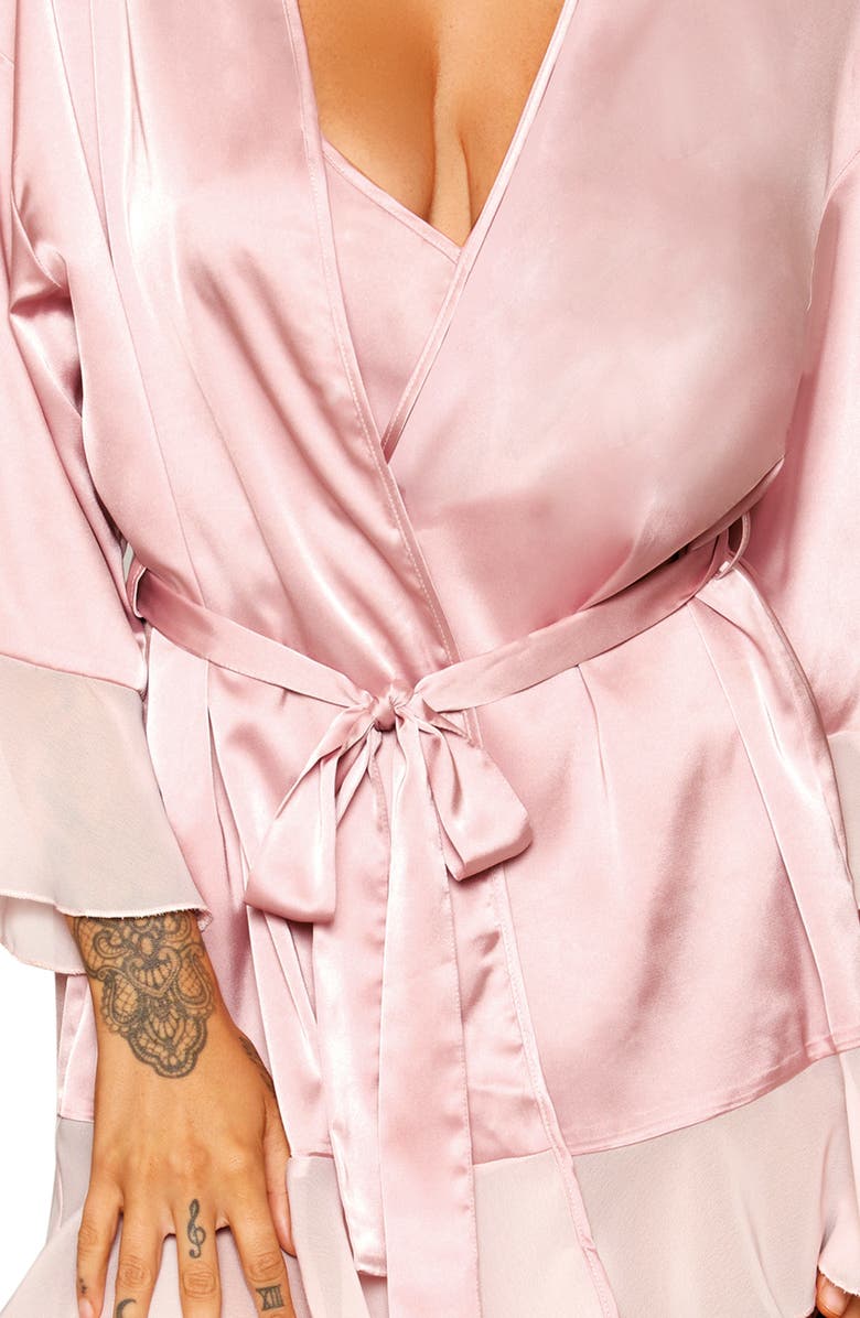 Dreamgirl Ruffle Teddy & Robe Set, Alternate, color, Rose Quartz