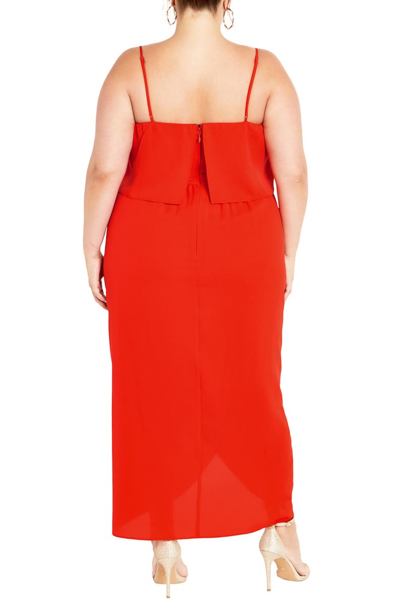 City Chic V-Neck Overlay Gown, Alternate, color, 