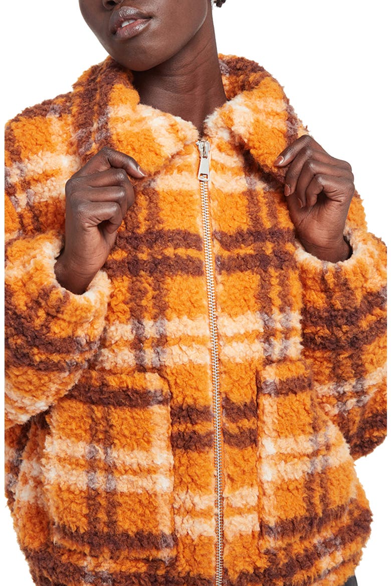 Women's Francis Faux Shearling Jacket, Alternate, color, BUTTERNUT PLAID