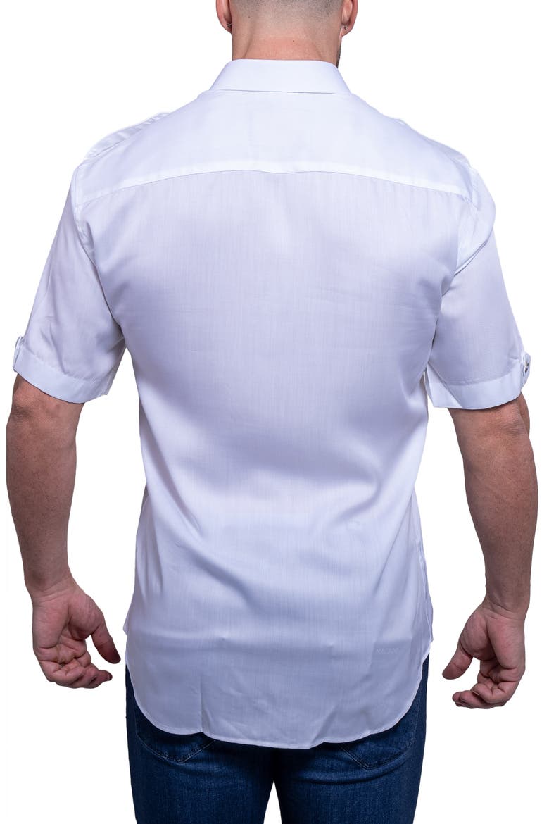 Munich Resistance0177 White Short Sleeve Button-Up Shirt, Alternate, color, WHITE