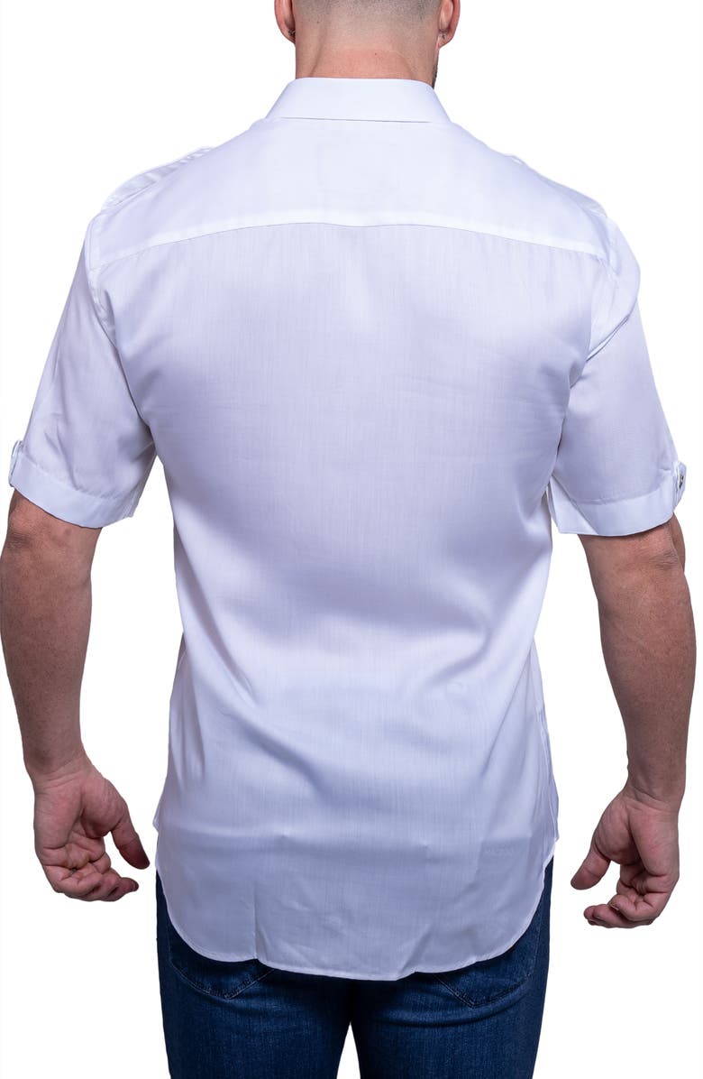 Maceoo Munich Resistance0177 White Short Sleeve Button-Up Shirt, Alternate, color, White