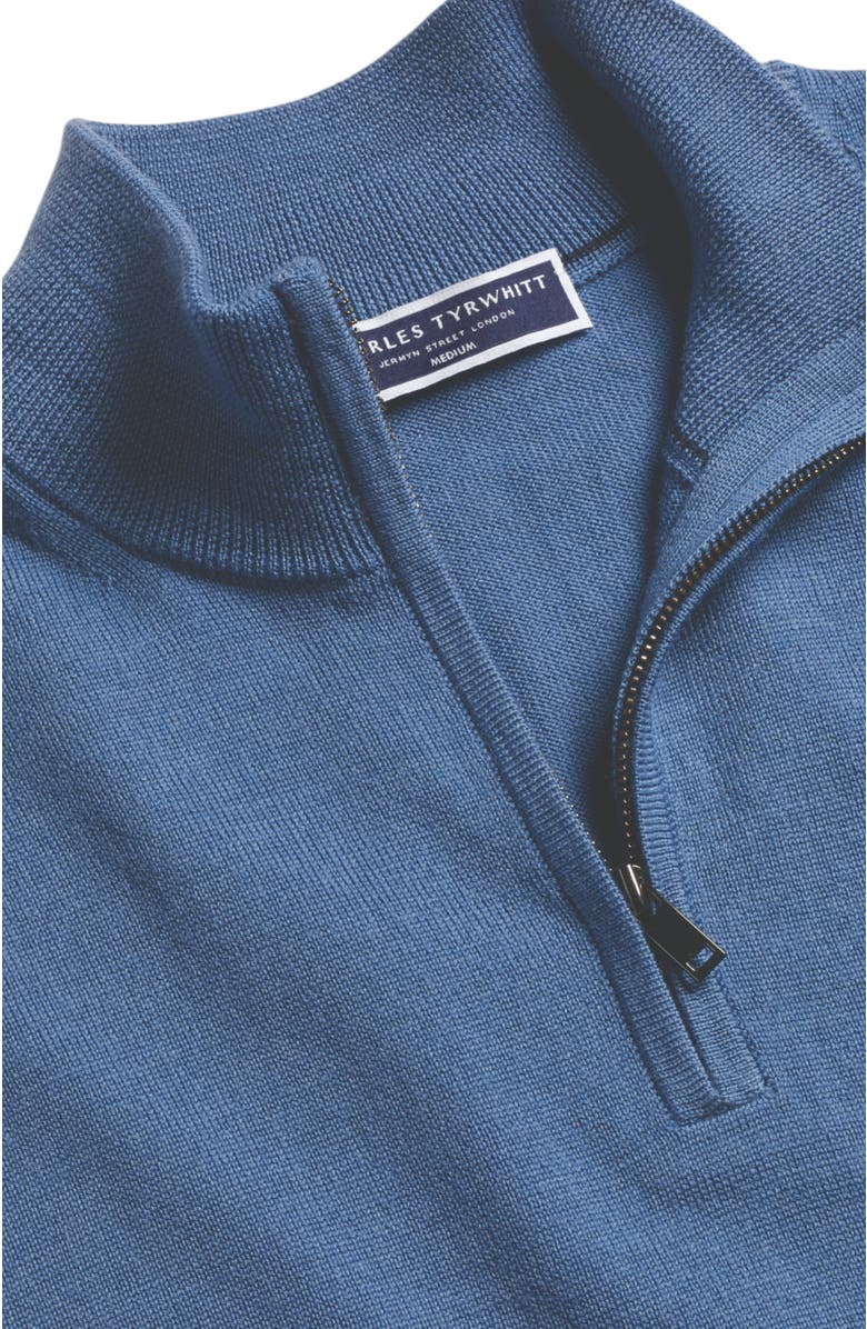 Charles Tyrwhitt Pure Merino Zip Neck Sweater, Alternate, color,