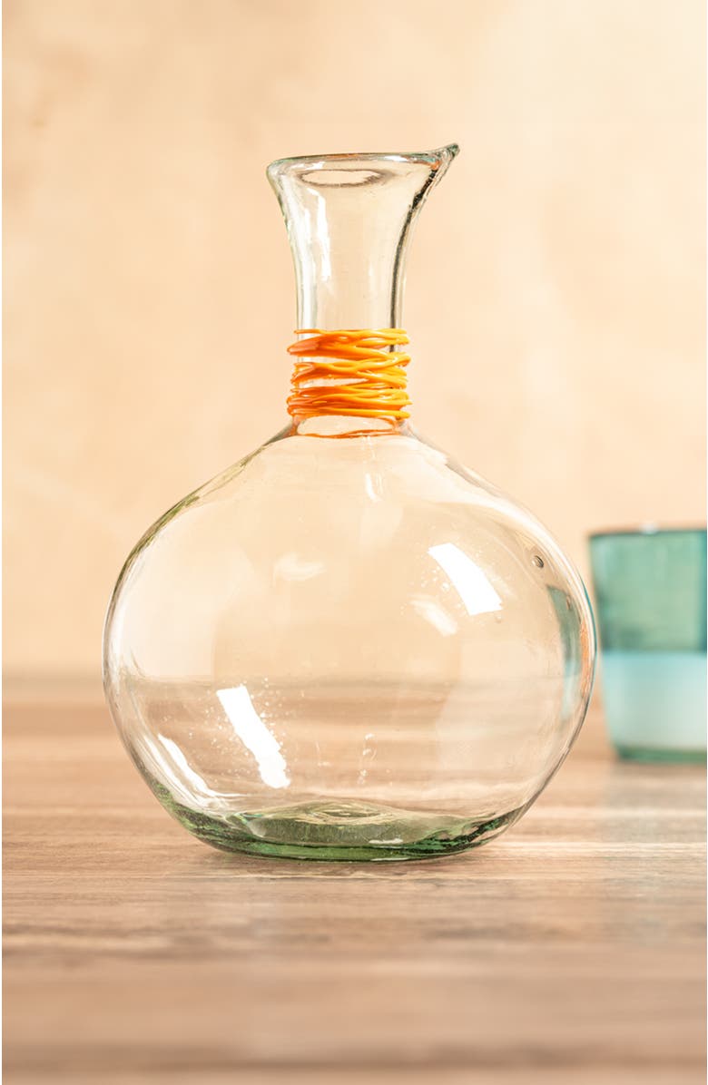 Verve Culture Handblown Glass Carafe - Orange Swirl, Alternate, color, Orange