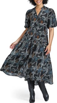 APNY Tiered Elbow Sleeve Midi Dress