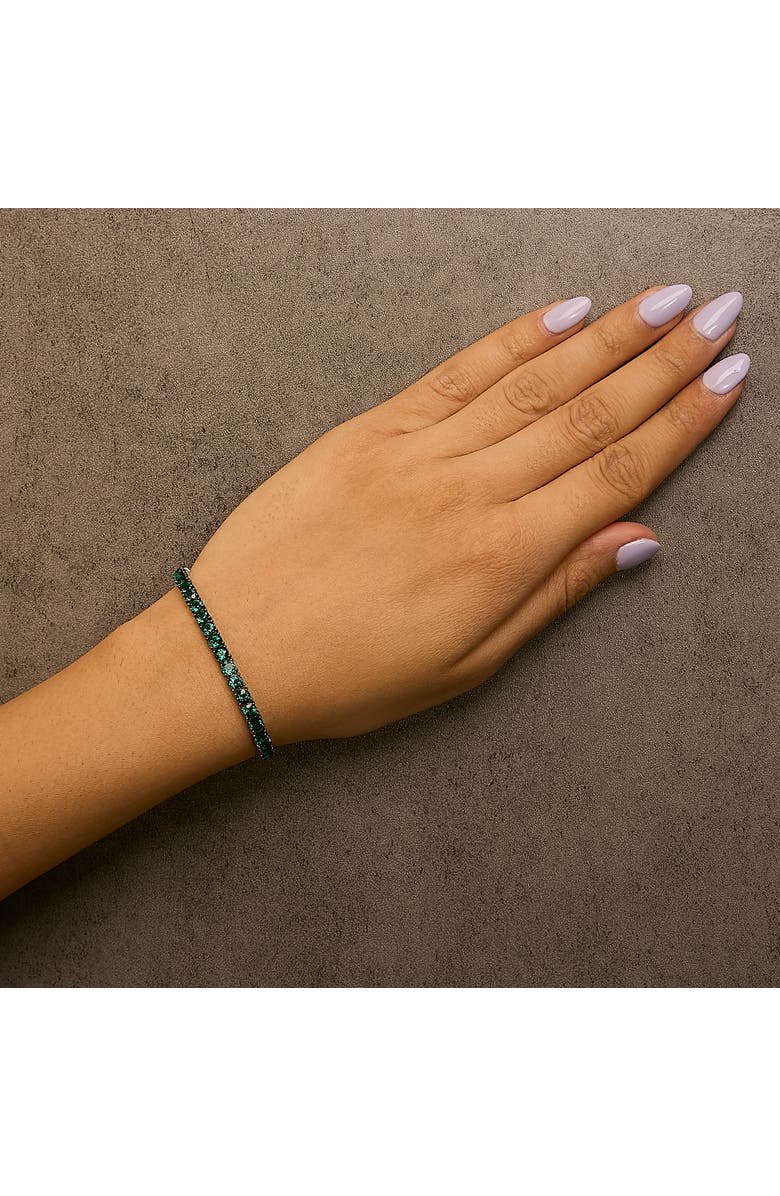 Haus of Brilliance Men's .925 Sterling Silver Created Green Emerald Tennis Bracelet - 8.5" Inches, Alternate, color, White