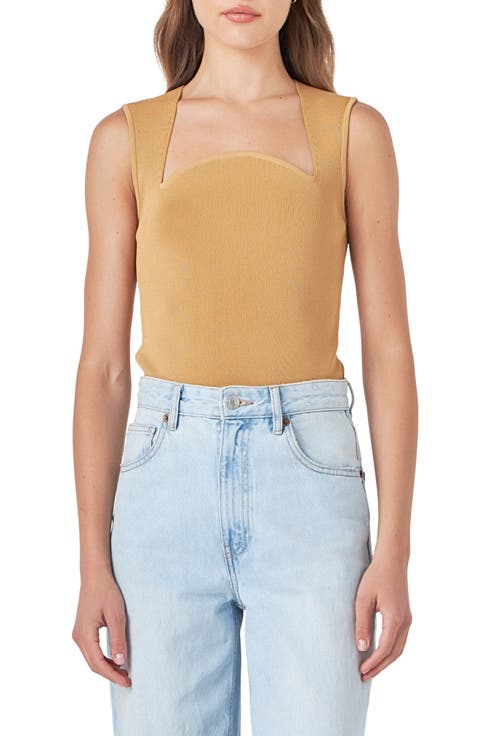 Sculpted Neck Knit Tank