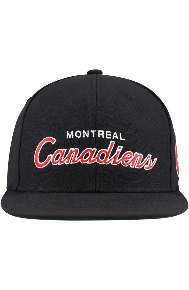 Mitchell & Ness Men's Mitchell & Ness Black Montreal Canadiens Core Team Script 2.0 Snapback Hat, Alternate, color, 