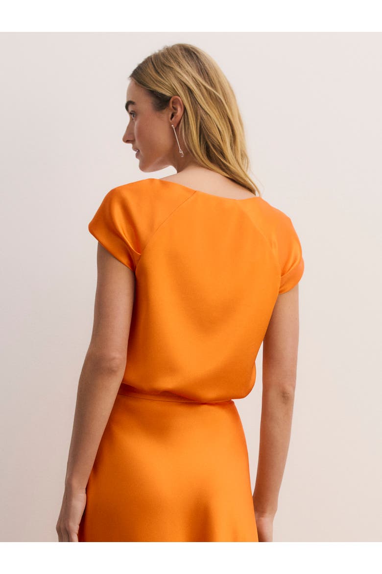 Draped Bardot Knot Blouse, Alternate, color, Orange
