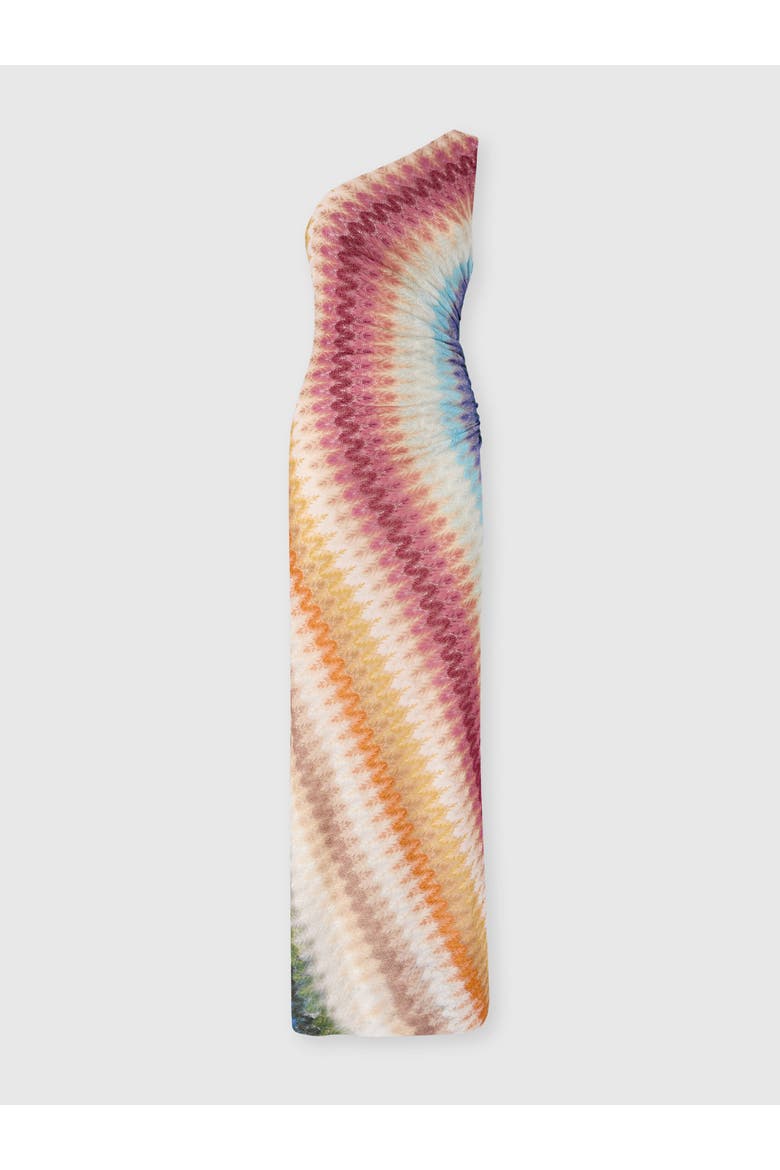 One-shoulder Long Viscose Lace Dress, Main, color, Multicoloured