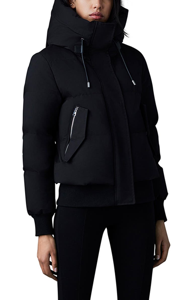 Mackage Nefi Water Repellent 800 Fill Power Down Insulated Bomber Jacket with Removable Hooded Bib, Main, color, 