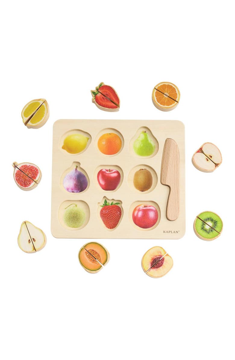 Kaplan Early Learning Company Wooden Slice & Match Fruit Puzzle, Alternate, color, Beige