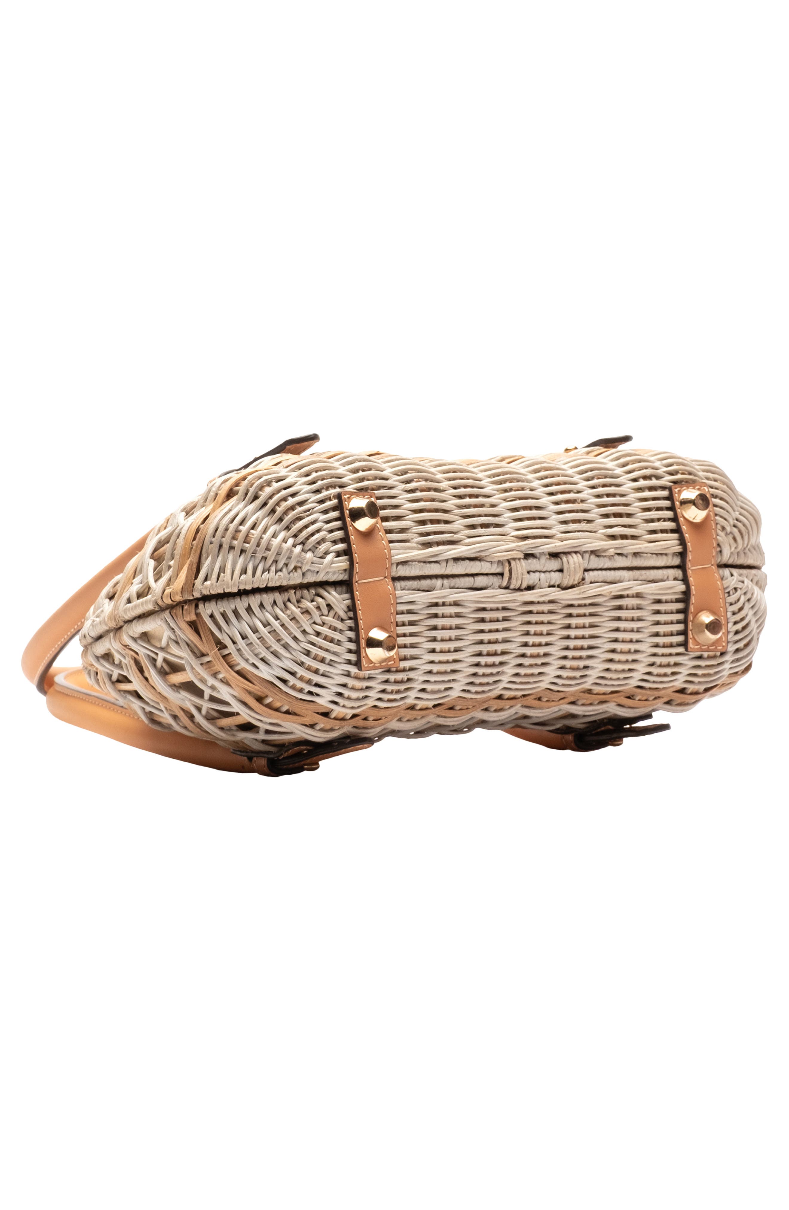 Tweety Basket Wicker & Leather Handbag, Alternate, color, WHITE/ TOAST