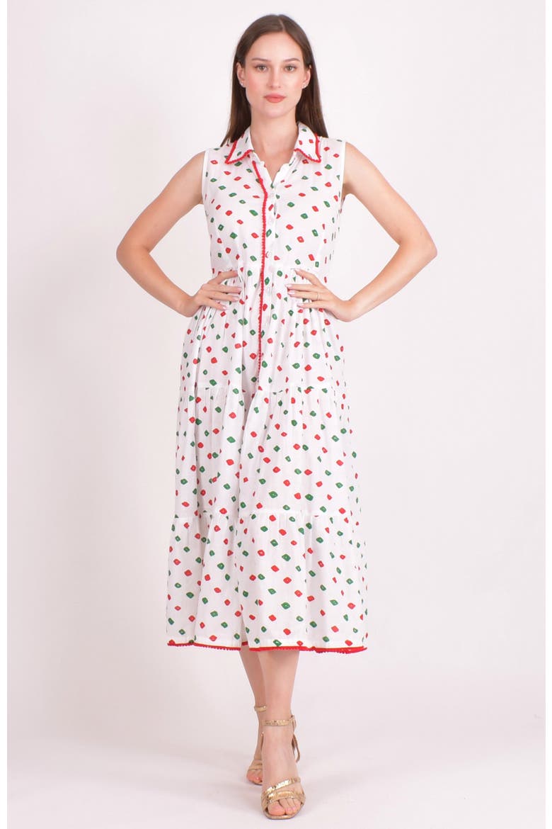 Olinda Cotton Tiered Midi Dress, Main, color, White