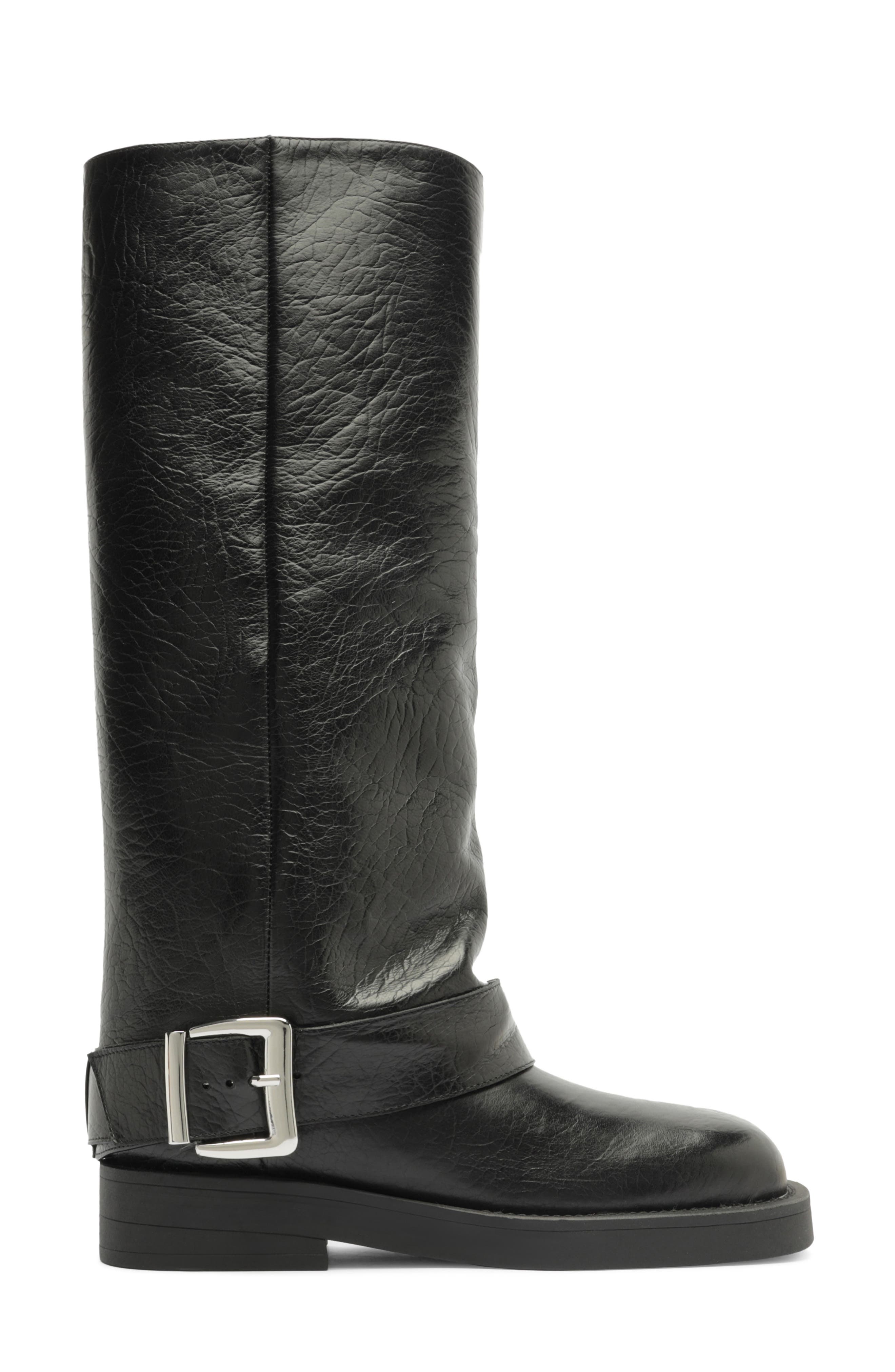 Patrice Up Leather Tall Boot, Alternate, color, BLACK