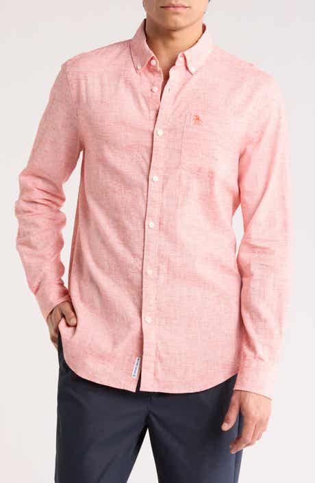 Original Penguin Stripe Stretch Linen & Cotton Button-Down Shirt