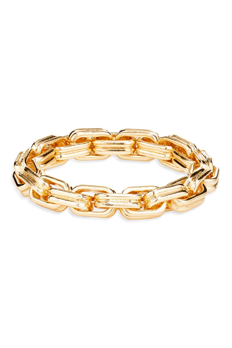 Wide Link Stretch Bracelet, Main, color, GOLD