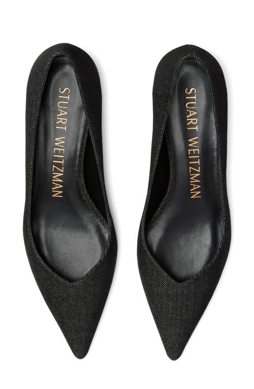 Stuart Weitzman Eva Kitten Heel Pointed Toe Pump In Black