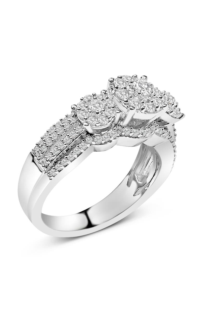 Haus of Brilliance Silver 1.0 Cttw Diamond Engagement Ring and Soldered Wedding Band Set, Alternate, color, White