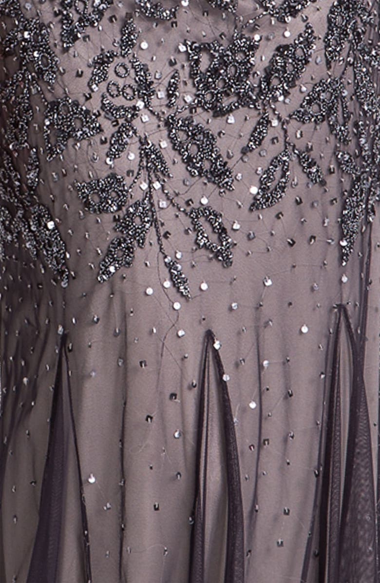 Adrianna Papell Beaded Mesh Halter Gown, Alternate, color, 