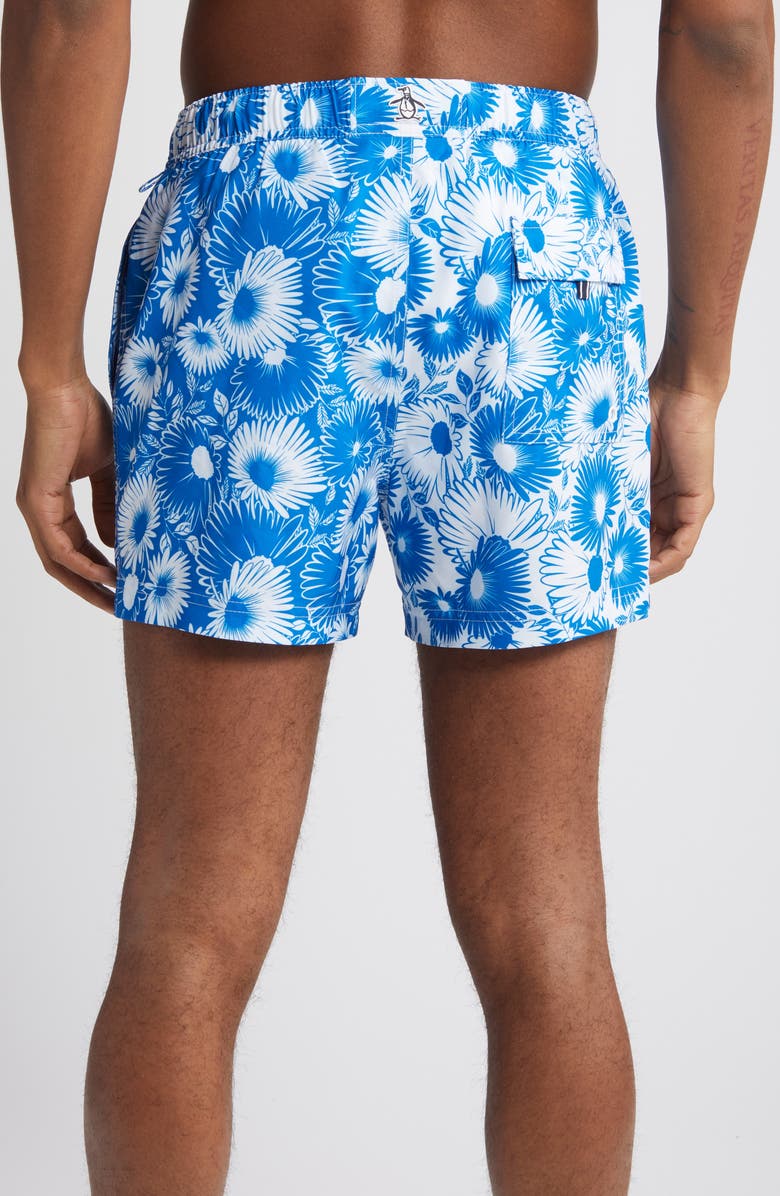 Original Penguin Floral Stretch Swim Trunks, Alternate, color, Skydiver