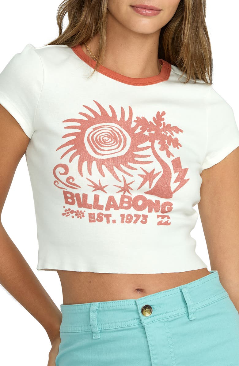 Billabong Electric Feeling Crop Graphic T-Shirt, Alternate, color, Salt Crystal