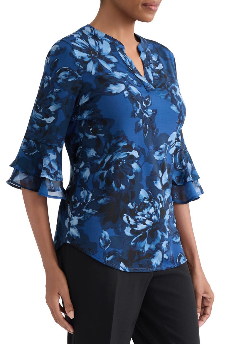 Floral Print Top, Alternate, color, BLUE NIGHT MULTI