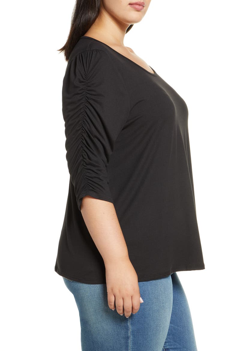 Reverie Ruched Sleeve Top, Alternate, color, BLACK NOIR