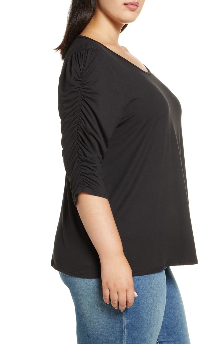 Kiyonna Reverie Ruched Sleeve Top, Alternate, color, 