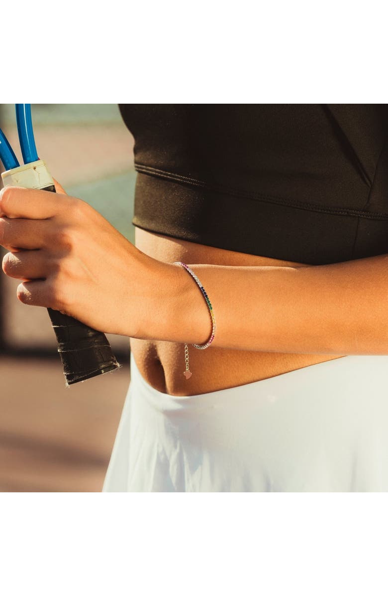 Spero London Rainbow Colourful Sterling Silver Tennis Bracelet, Alternate, color, Silver