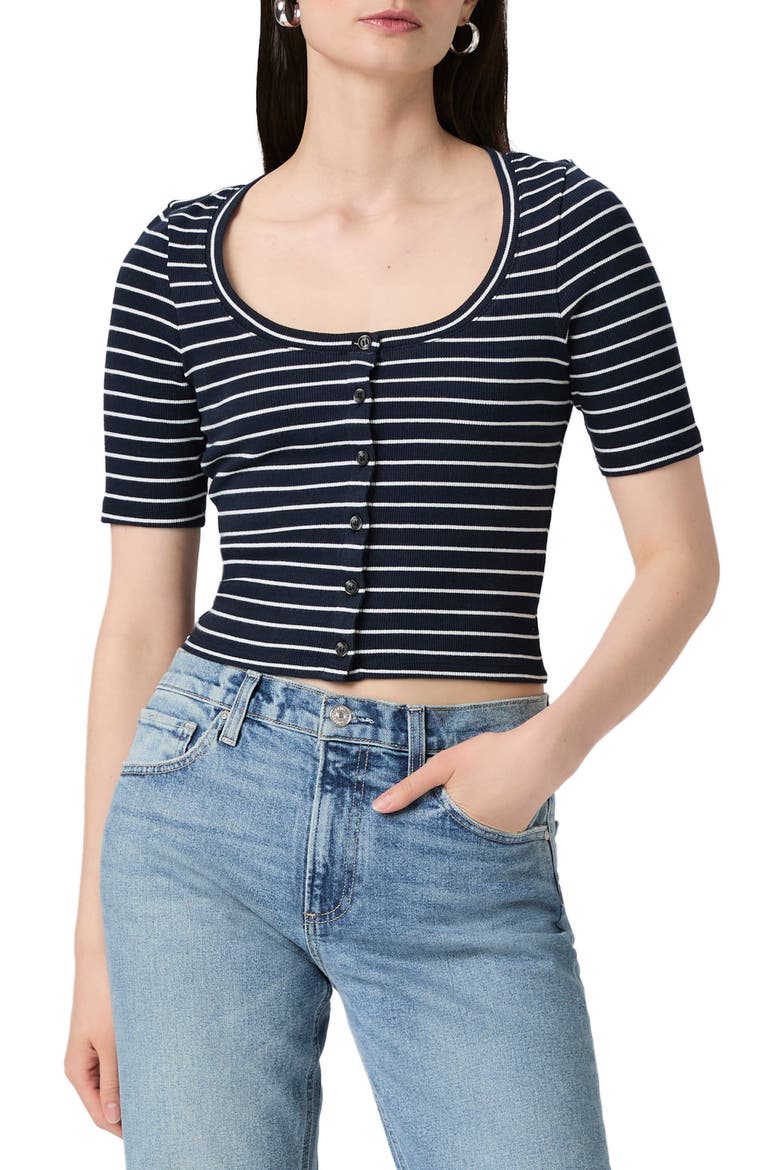 Evette Short Sleeve Button-Up Sweater, Main, color, NVYWHT