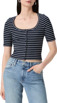 PAIGE Evette Short Sleeve Button-Up Sweater
