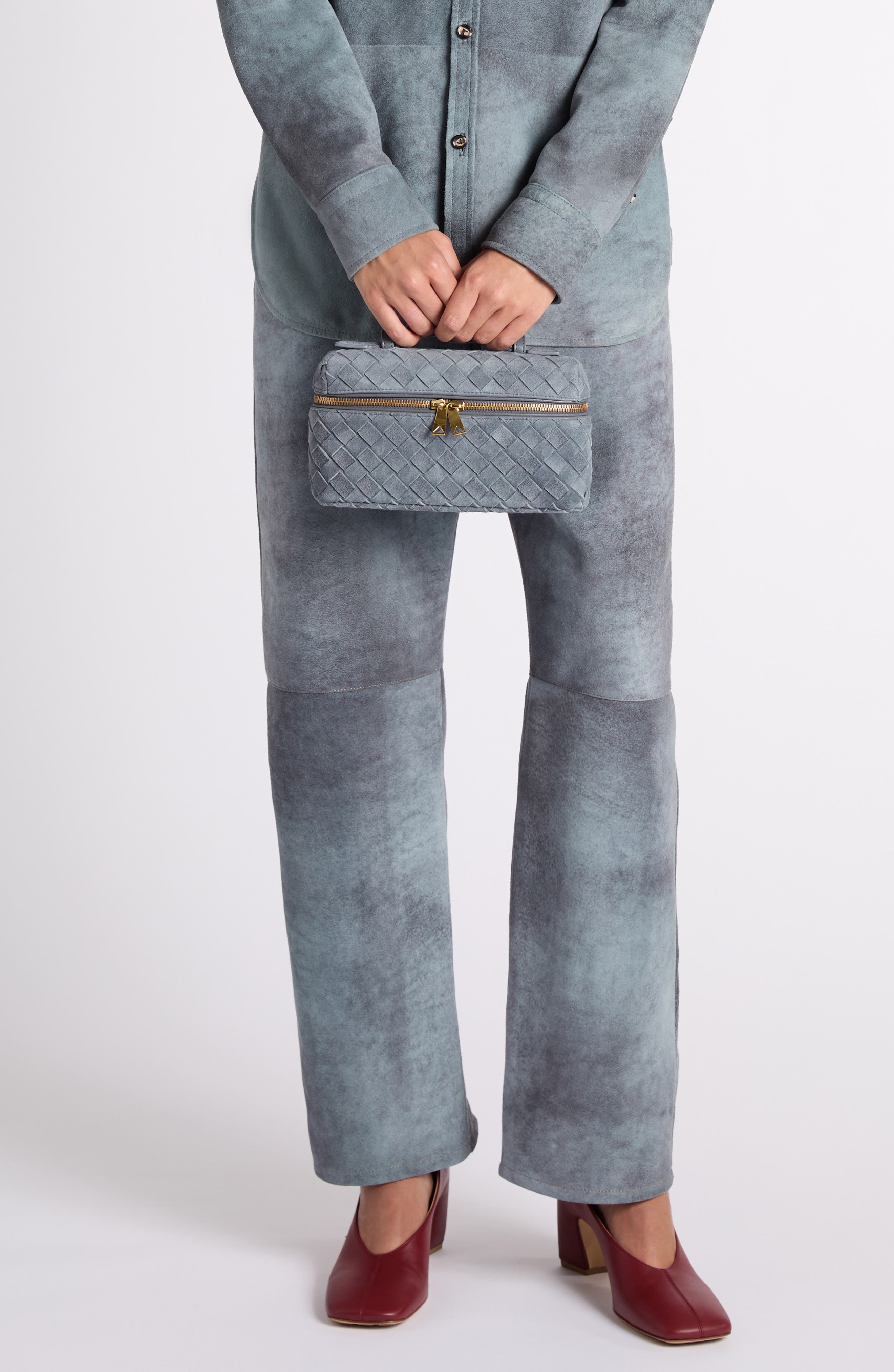 Bottega Veneta Bang Bang Suede Vanity Case Crossbody Bag, Alternate, color, 4549 Cloudy Ind-Mb
