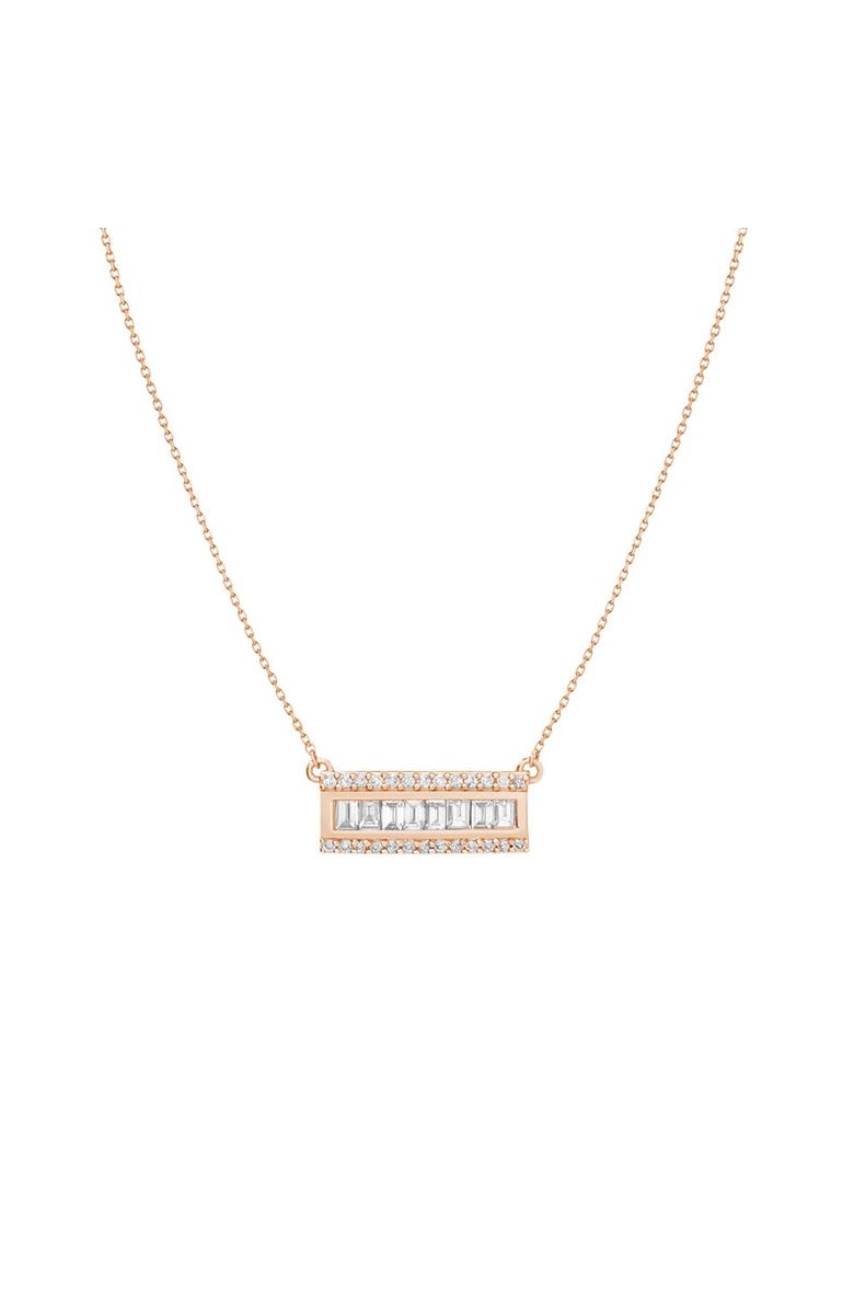 Mazin Jewels Baguette Bar Necklace, Main, color, Rosegold