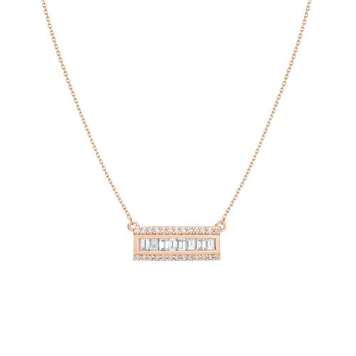 Mazin Jewels Baguette Bar Necklace In Rosegold