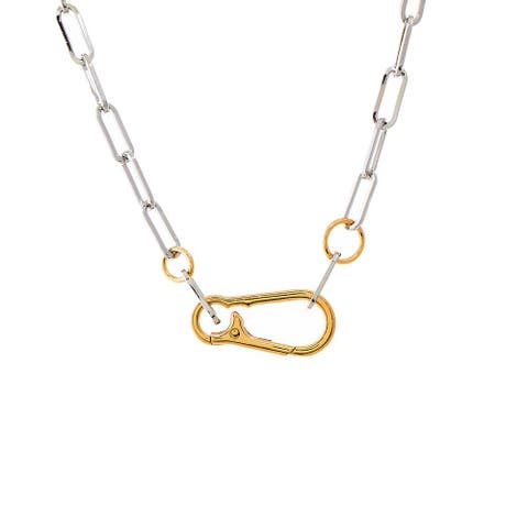 Two Tone Paperclip Chain Necklace
