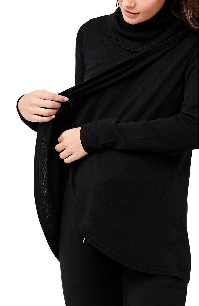 Ripe Maternity Cowl Neck Nursing Knit, Alternate, color, Black