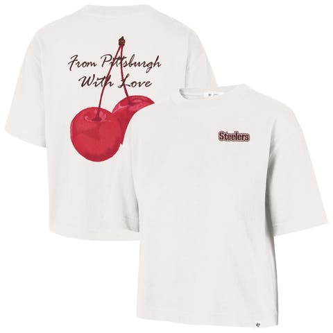 Women's '47  Cream Pittsburgh Steelers Love Letter Reed City T-Shirt