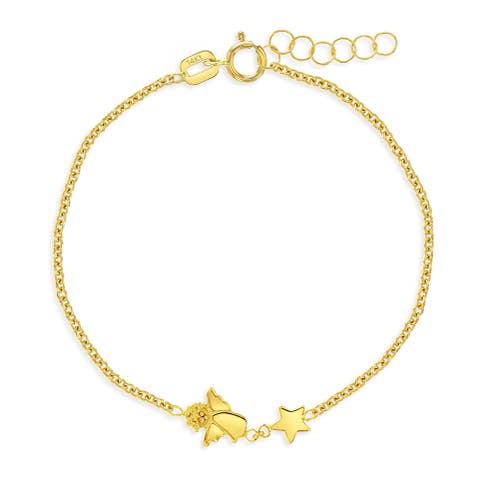 In Season Jewelry 14k Polished Angel Chain Link Bracelet in Gold at Nordstrom, Size 5