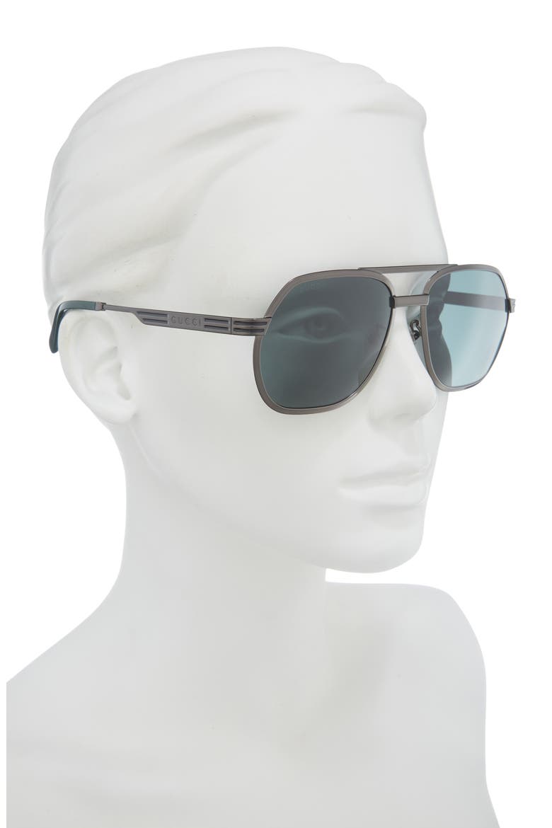 60mm Aviator Sunglasses, Alternate, color, RUTHENIUM RUTHENIUM GREEN