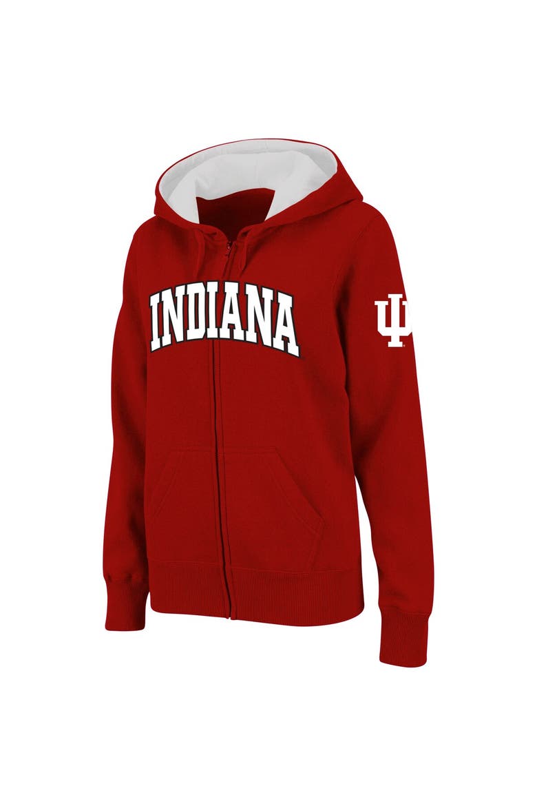 Women's Stadium Athletic Crimson Indiana Hoosiers Arched Name Full-Zip Hoodie, Main, color, Cardinal