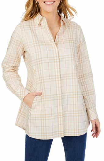 Foxcroft Cici Plaid Cotton Button-Up Tunic Shirt