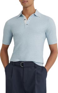 Reiss Era Basket Weave Knit Polo Sweater